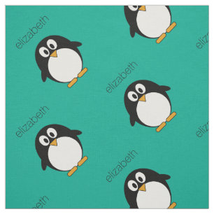 Tecido Pinguim-esmeralda e preto