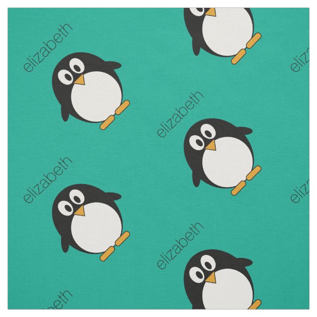 Tecido Pinguim-esmeralda e preto (Modelo)
