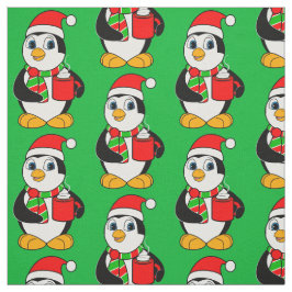 Tecido Pinguim no cacau do bebendo do chapéu do papai