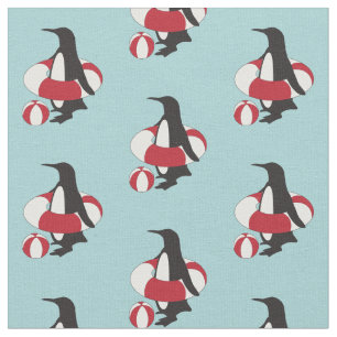 Tecido Pinguim-Pinguim-Nadador Azul-Claro
