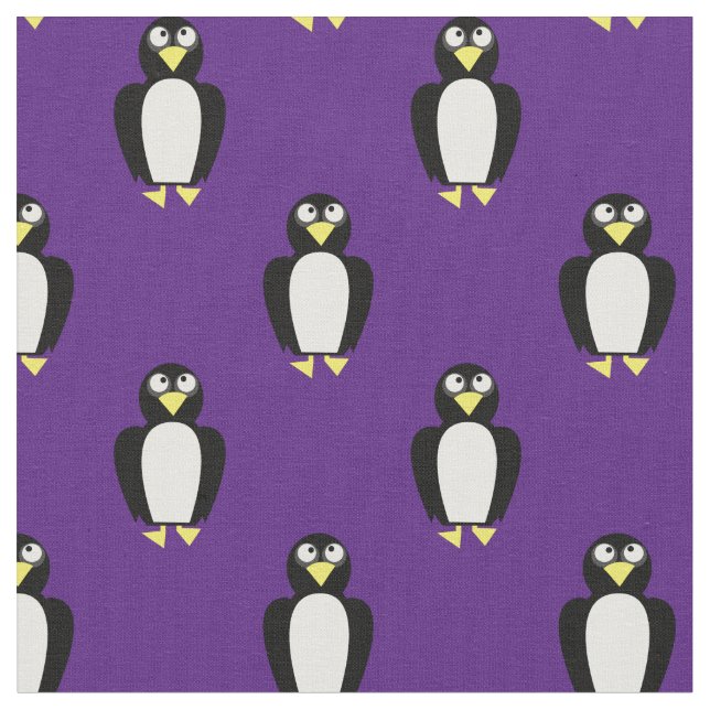 Tecido Pinguins Cortos Crianças Enfermeira Roxo (Detalhe)