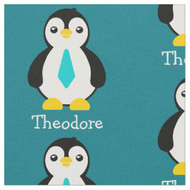Tecido Pinguins de Bebê Bonitos com Pescoços Azuis