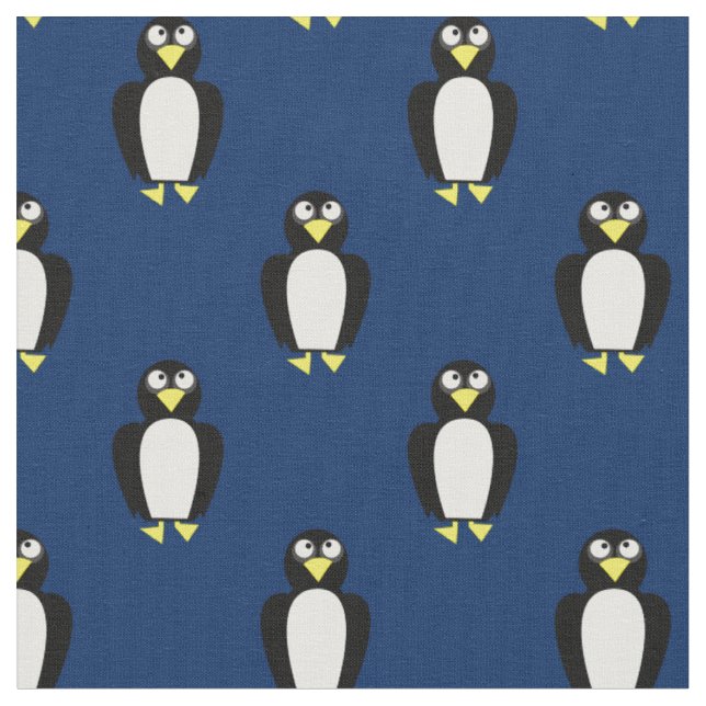Tecido Pinguins Fofos Bebês Berçário Azul Marinho (Detalhe)
