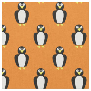 Tecido Pinguins Fofos Bebês Berçário Laranja