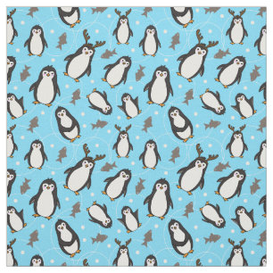 Tecido Pinguins Pálidos Pálidos de Natal Bonitos, Padrão