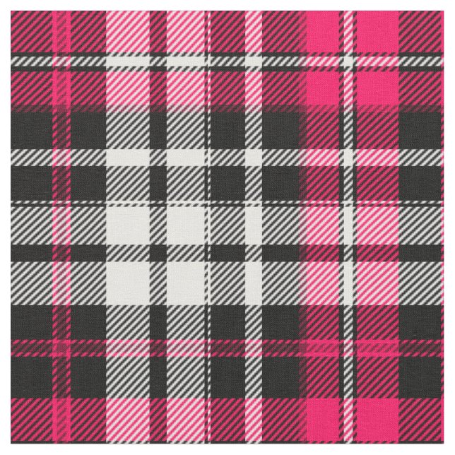 Tecido Pink Black White Plaid Tartan  (Detalhe)