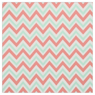 Tecido Pink Coral e Padrão de Chevron Verde Mint