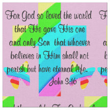 Tecido PINK CROSS E BOTTERFLY JOHN 3:16