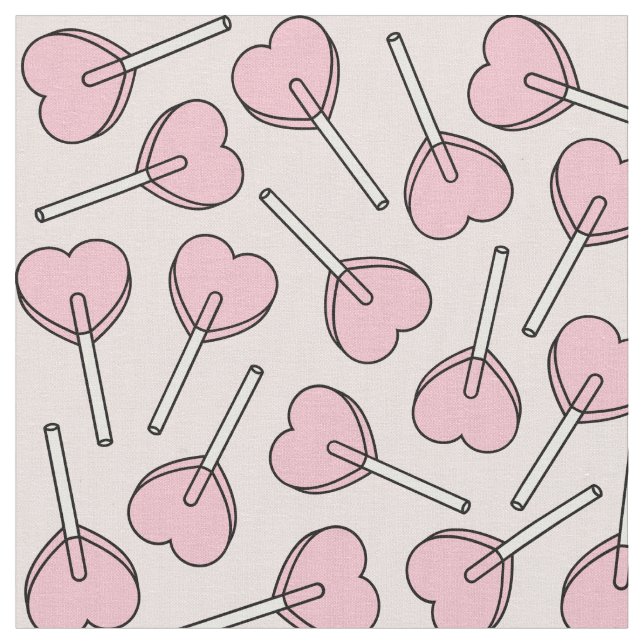 Tecido Pink Lollipops, Heart Lollipops, Lollipop Pattern (Detalhe)