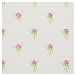 Tecido Pink Rosebud Tea Rose Flower Drawing White