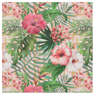 Tecido Pink Tropical Flowers