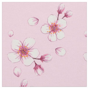Tecido Pink Watercolor Cherry Blossom Padrão