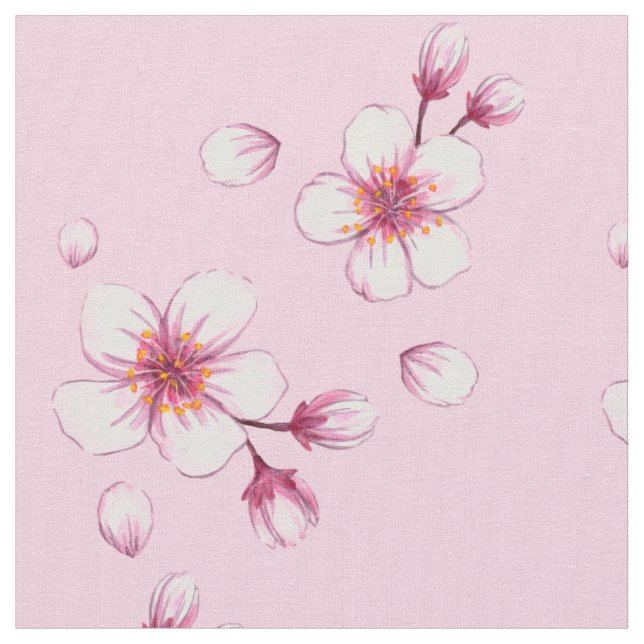 Tecido Pink Watercolor Cherry Blossom Padrão (Detalhe)