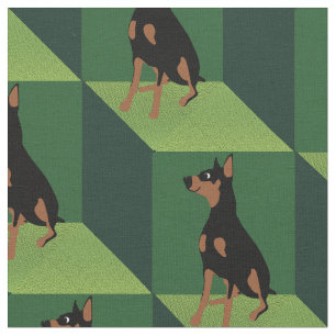 Tecido Pinscher do Doberman em cubos verdes