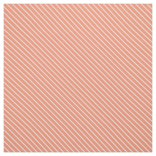 Tecido Pinstripes diagonais - laranja e branco de coral (Modelo)