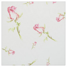 Tecido Pintado com Rosas vermelhas Cor-de-Água Rosa