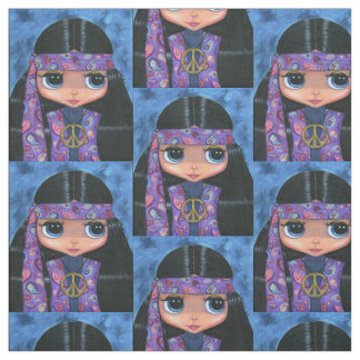 Tecido Pintinho Púrpura Paisley Hippie com Sinal de Paz 1