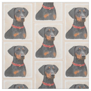 Tecido Pintura Alemã Pinscher Pintura Original Arte Anima