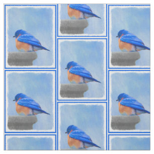 Tecido Pintura Bluebird - Arte Original para Pássaros