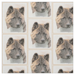 Tecido Pintura de Akita - Arte Cão Original