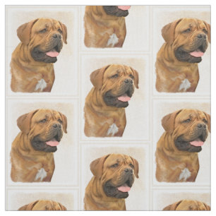 Tecido Pintura de Cão de Bordéus - Arte de Cão Origina