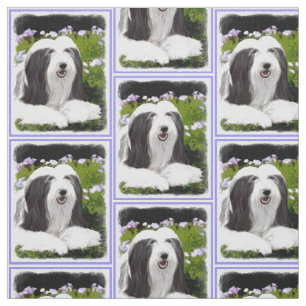 Tecido Pintura de Collie com Mão - Arte de Cão Original