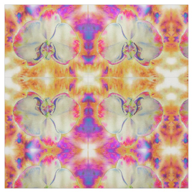 Tecido Pintura de cor d'água com orquídea abstrato românt (Modelo)