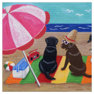 Tecido Pintura de Labradors da brisa do verão