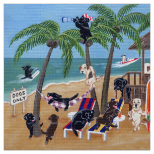 Tecido Pintura de Labradors das férias de verão