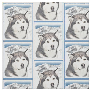 Tecido Pintura de Malamute no Alasca - Arte de Cachorro O