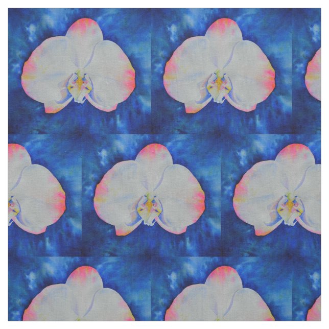 Tecido Pintura de orquídea cor-de-água rosa branca Elegan (Modelo)