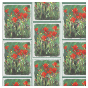 Tecido Pintura de pincel indiano - Arte de flor original