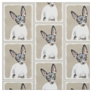 Tecido Pintura de Rat Terrier - Arte de Cachorro Original