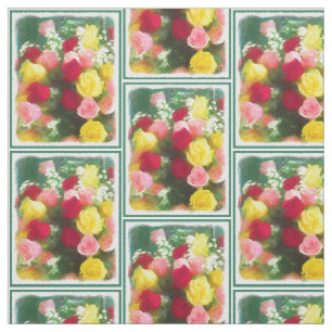 Tecido Pintura de Rose Bouquet - Arte Flor Original Custa