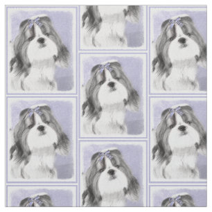 Tecido Pintura de Shih Tzu - arte original bonito do cão