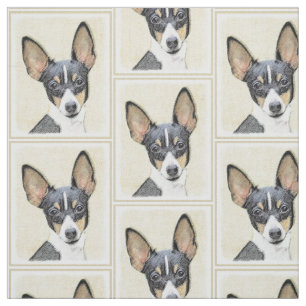 Tecido Pintura de Toy Fox Terrier - Arte de Cachorro Orig