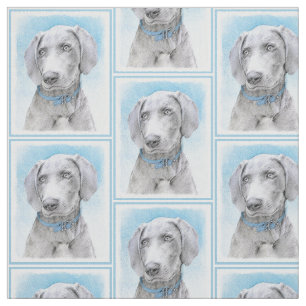 Tecido Pintura de Weimaraner - Arte de Cachorro Original