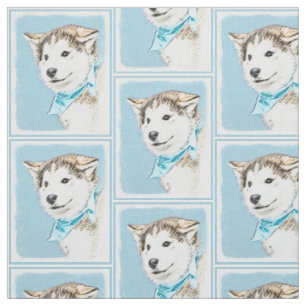 Tecido Pintura do filhote de cachorro do rouco Siberian -