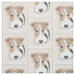Tecido Pintura do Fox Terrier do fio - arte original
