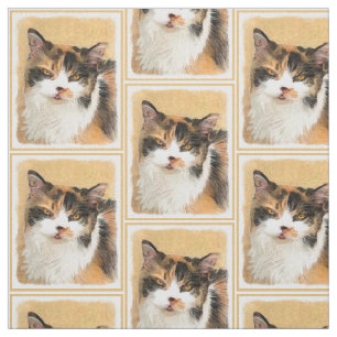 Tecido Pintura do gato de chita - arte original bonito do