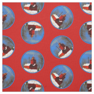 Tecido Pintura do Grande Farol Vermelho Holanda Arte Orig