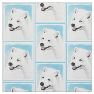Tecido Pintura do Samoyed - arte original bonito do cão