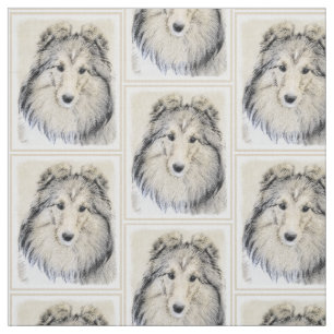 Tecido Pintura do Sheepdog de Shetland - arte original