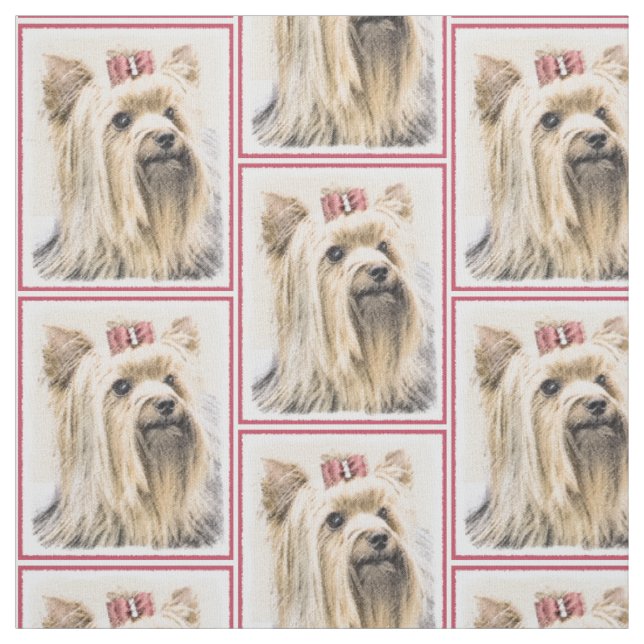 Tecido Pintura do yorkshire terrier - arte original (Modelo)