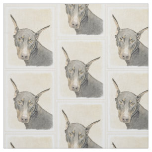 Tecido Pintura Doberman Pinscher - Arte Original para Cã