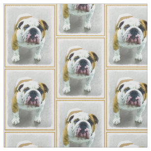 Tecido Pintura em Bulldog - Arte Cão Original Bonita