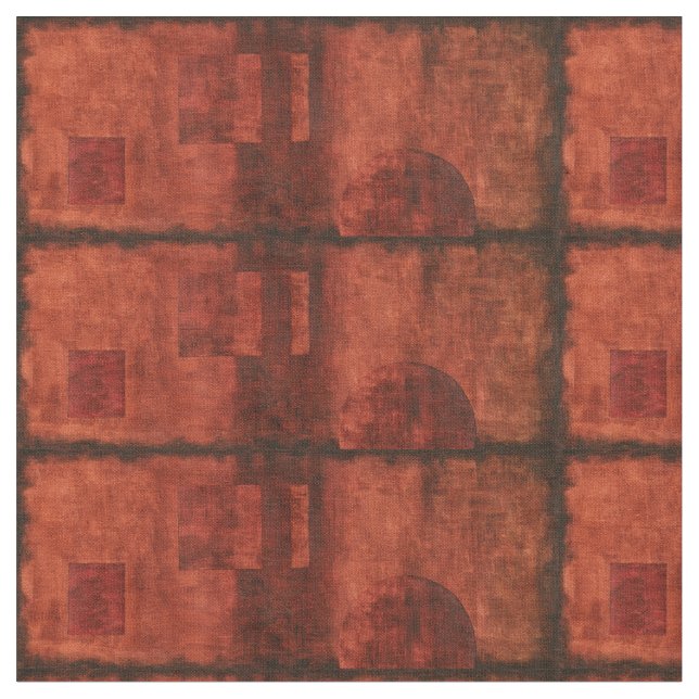 Tecido Pintura em Crimões Profundos com Formas Geométrica (Detalhe)