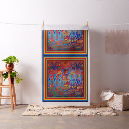 Tecido Pintura em Fio Huichol Mexicano Desenho de Peyote
