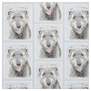 Tecido Pintura em Wolfhound Irlandês - Arte Cão Origina