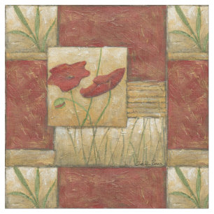 Tecido Pintura Floral com Traços Visíveis do Pincel